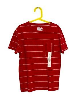 NWT Boys' Medium (8) Short Sleeve Textured Striped T-Shirt - Cat & Jack Red